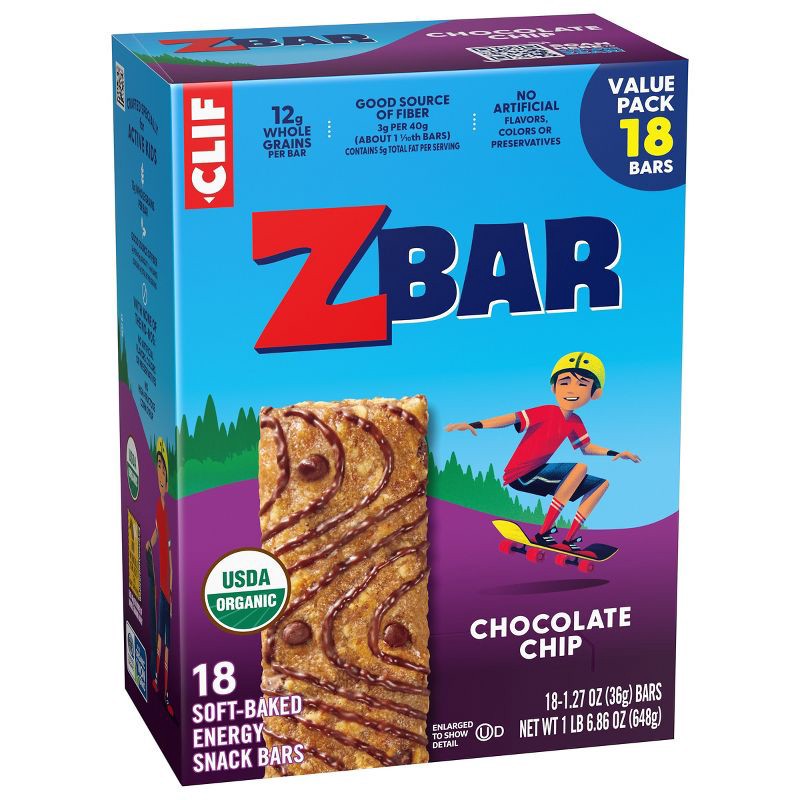 slide 8 of 15, CLIF KID ZBAR Chocolate Chip Granola Bar Organic - 22.86oz/18pk, 22.86 oz, 18 ct
