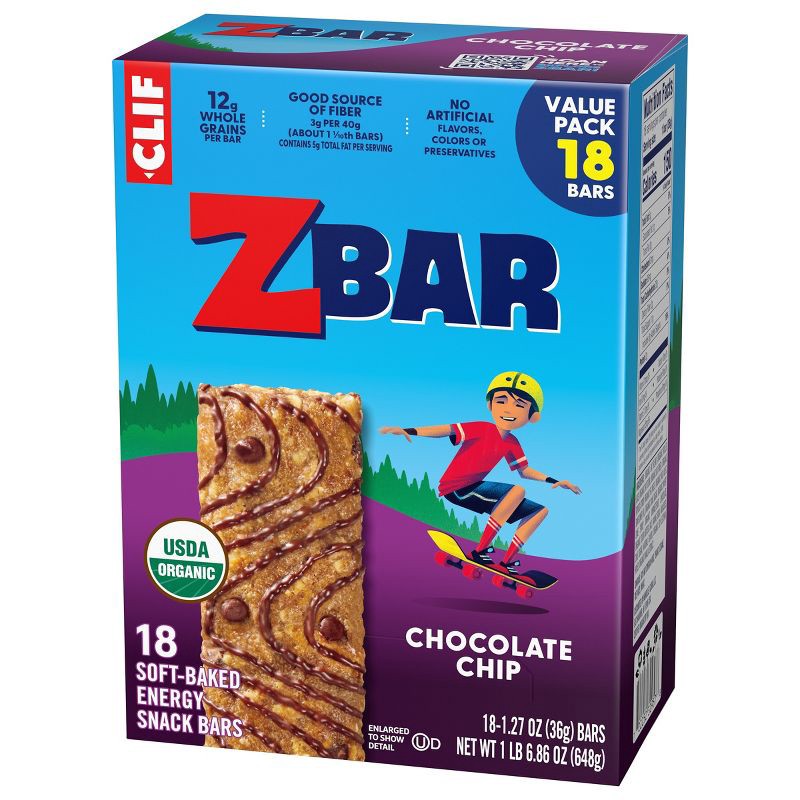 slide 9 of 15, CLIF KID ZBAR Chocolate Chip Granola Bar Organic - 22.86oz/18pk, 22.86 oz, 18 ct