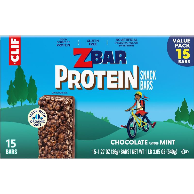 slide 2 of 14, CLIF KID ZBAR PROTEIN Chocolate Mint Granola Bar Made with Organic Oats - 5g Protein - 19.05oz/15pk, 5 gram, 19.05 oz, 15 ct