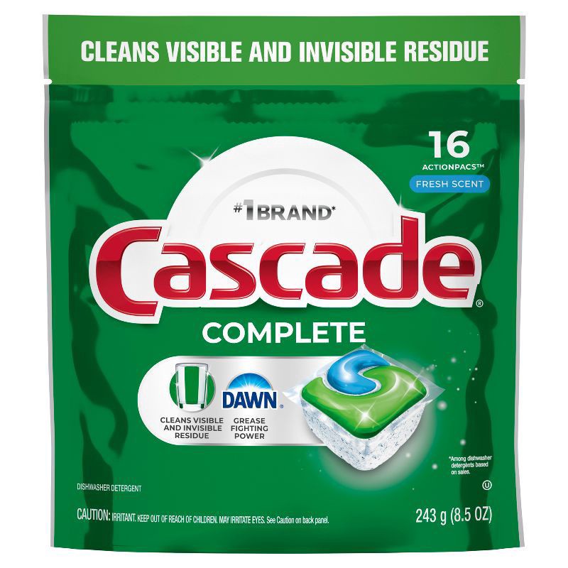 slide 3 of 10, Cascade Fresh Scent Complete Pods Dishwasher Detergents - 16ct, 16 ct