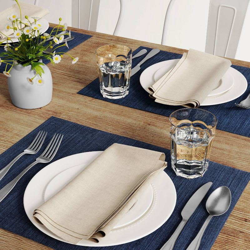 slide 2 of 3, Cotton Solid Placemat Blue - Threshold™: Traditional Rectangle Table Decor, Machine Washable, OEKO-TEX Certified, 1 ct