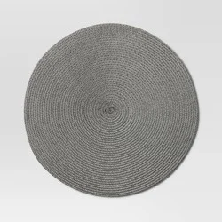Polyround Charger Placemat Dark Gray - Threshold™: Round Table Decor, Traditional Style, Spot Clean, 15" Diameter