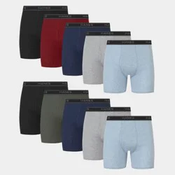 Hanes Red Label Men's Super Value Boxer Briefs 10pk - Black/Gray/Green L: Tagless, Breathable, Moisture Wicking