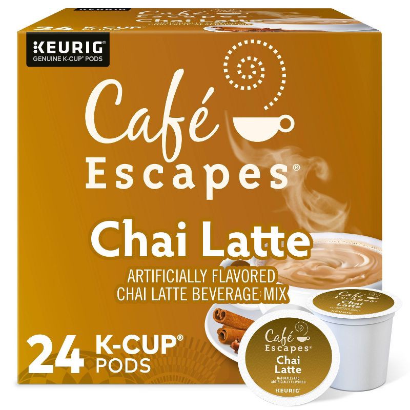 slide 1 of 9, Cafe Escapes Café Escapes Chai Latte Coffee Pods Flavored Coffee Dark Roast - 24ct, 24 ct