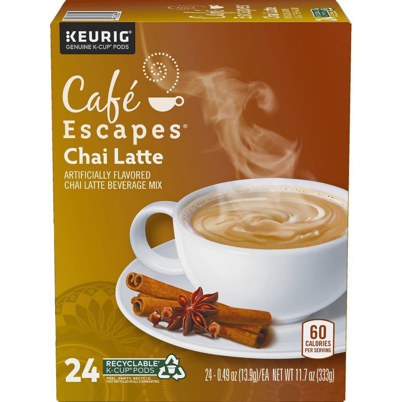 slide 7 of 9, Cafe Escapes Café Escapes Chai Latte Coffee Pods Flavored Coffee Dark Roast - 24ct, 24 ct