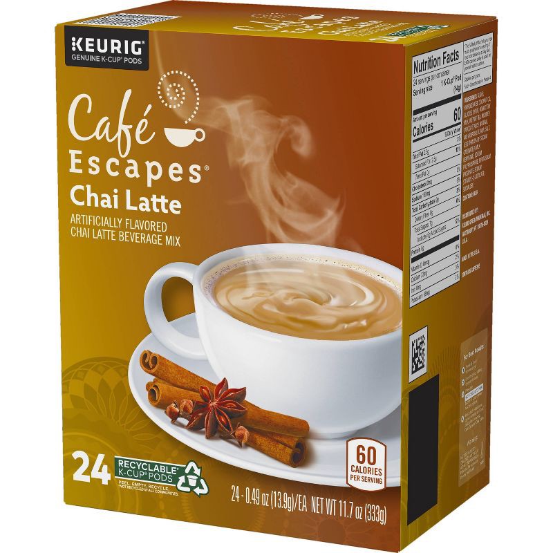 slide 8 of 9, Cafe Escapes Café Escapes Chai Latte Coffee Pods Flavored Coffee Dark Roast - 24ct, 24 ct