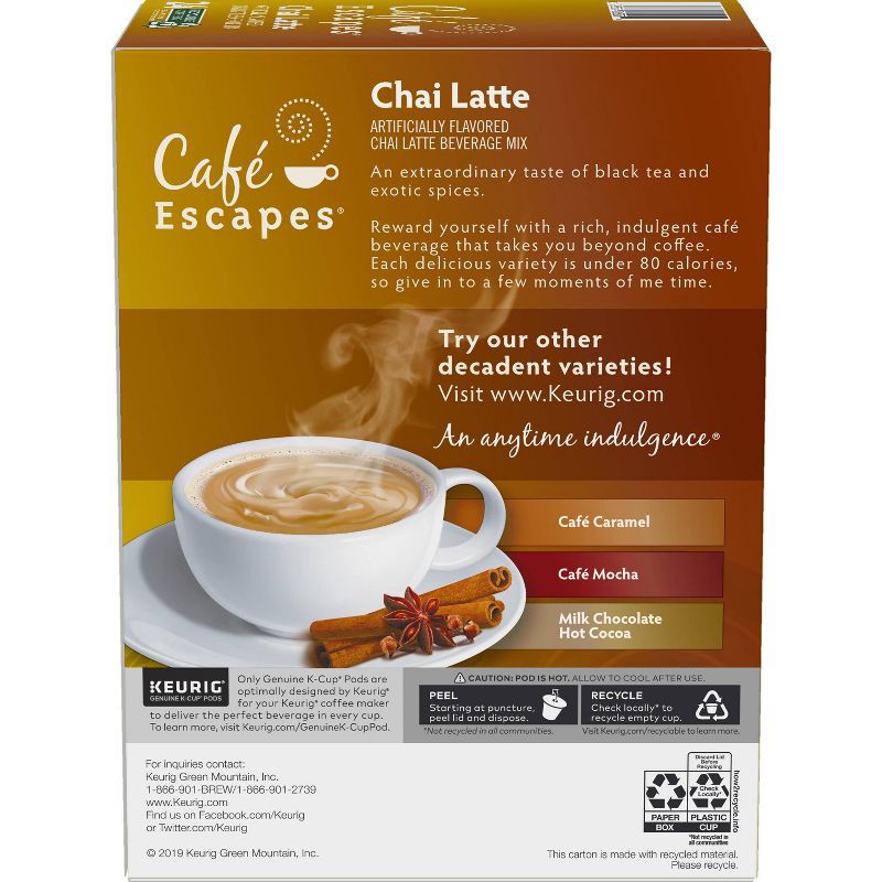 slide 9 of 9, Cafe Escapes Café Escapes Chai Latte Coffee Pods Flavored Coffee Dark Roast - 24ct, 24 ct