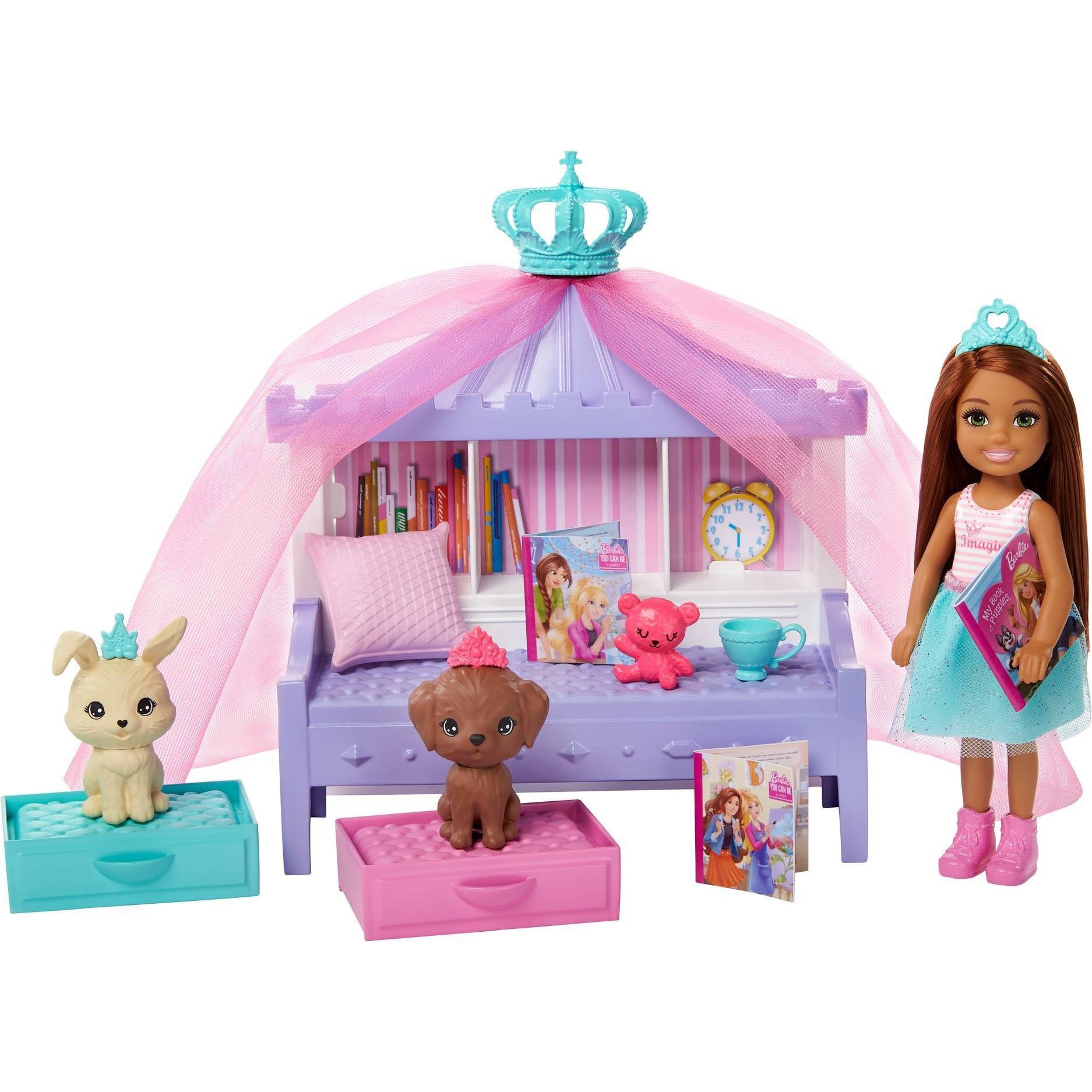 slide 1 of 6, Barbie Princess Adventure Chelsea Princess Storytime Playset, 1 ct