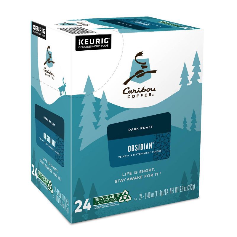 slide 6 of 9, Caribou Coffee Obsidian Dark Keurig K-Cup Coffee Pods - Dark Roast - 24ct, 24 ct