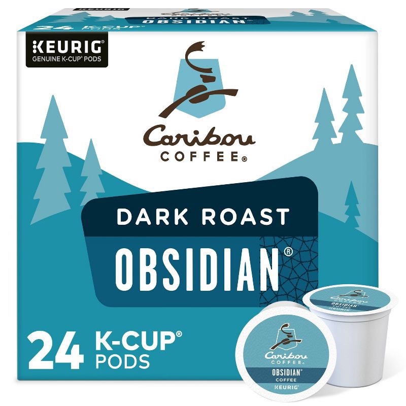 slide 1 of 9, Caribou Coffee Obsidian Dark Keurig K-Cup Coffee Pods - Dark Roast - 24ct, 24 ct