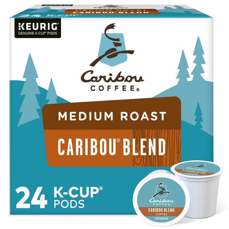 slide 1 of 9, Caribou Coffee Caribou Blend Keurig K-Cup Coffee Pods - Medium Roast - 24ct, 24 ct
