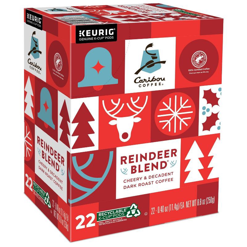 slide 7 of 9, Caribou Coffee Reindeer Blend Keurig K-Cup Coffee Pods - Dark Roast - 22ct/8.9oz, 22 ct; 8.9 oz