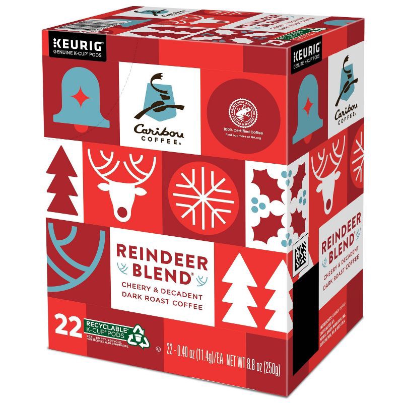 slide 8 of 9, Caribou Coffee Reindeer Blend Keurig K-Cup Coffee Pods - Dark Roast - 22ct/8.9oz, 22 ct; 8.9 oz