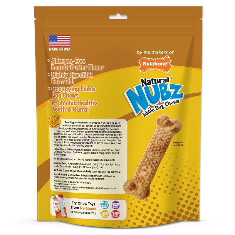 slide 2 of 5, Nylabone Nubz Peanut Butter Large Chews Dog Treats - 1.7lb/15ct, 1.7 lb, 15 ct