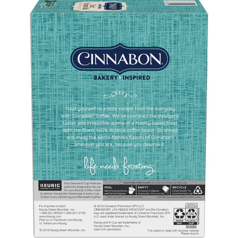 slide 8 of 8, Cinnabon Classic Cinnamon Roll Flavored Light Roast Keurig K-Cup Coffee Pods - 24ct, 24 ct