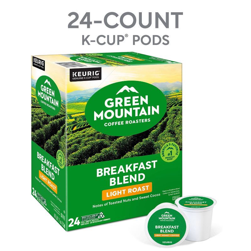 slide 4 of 19, Green Mountain Coffee Breakfast Blend Keurig K-Cup Coffee Pods - Light Roast - 24ct, 24 ct