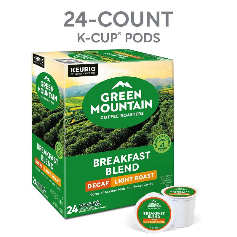 slide 5 of 19, 24ct Green Mountain Coffee Breakfast Blend Decaf Keurig K-Cup Coffee Pods Decaffeinated Light Roast, 24 ct