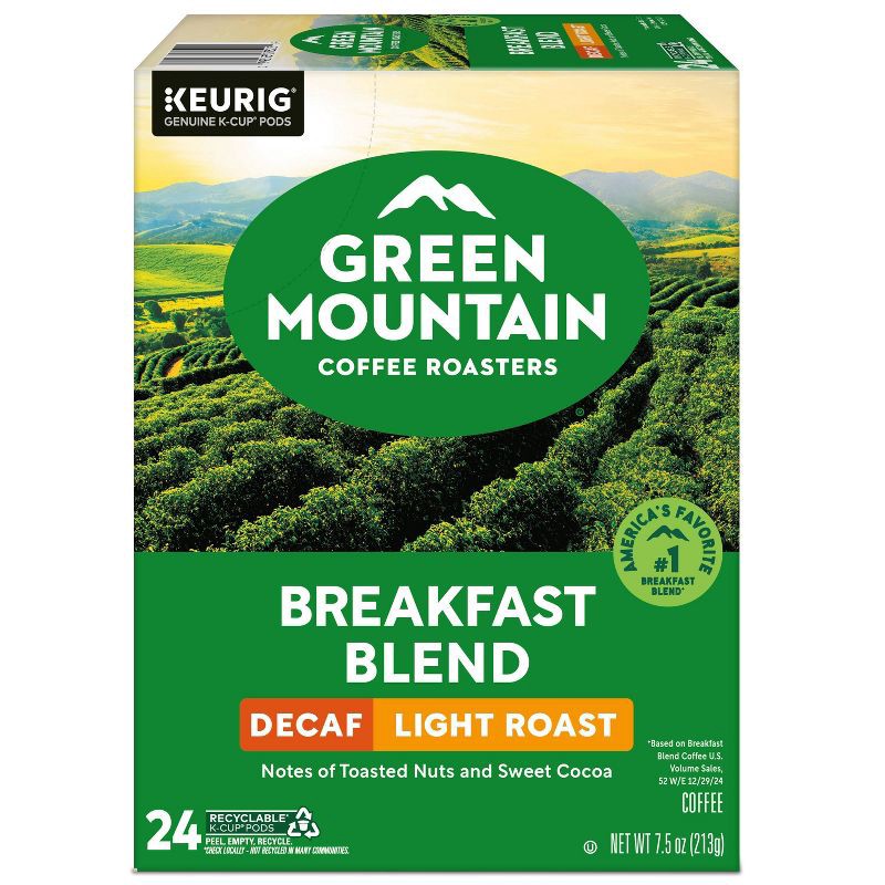 slide 8 of 19, 24ct Green Mountain Coffee Breakfast Blend Decaf Keurig K-Cup Coffee Pods Decaffeinated Light Roast, 24 ct