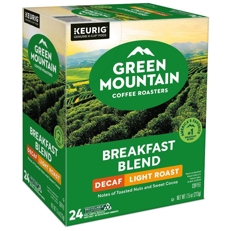 slide 12 of 19, 24ct Green Mountain Coffee Breakfast Blend Decaf Keurig K-Cup Coffee Pods Decaffeinated Light Roast, 24 ct