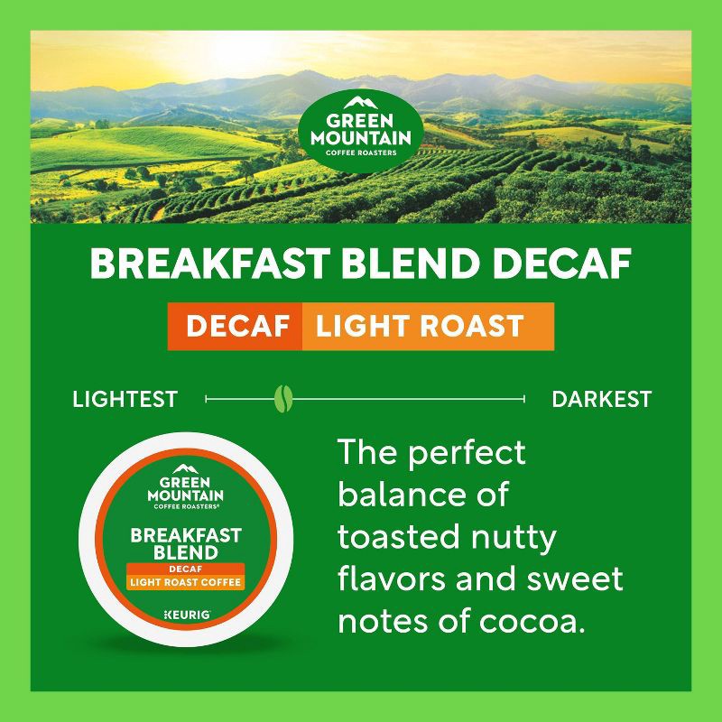 slide 10 of 19, 24ct Green Mountain Coffee Breakfast Blend Decaf Keurig K-Cup Coffee Pods Decaffeinated Light Roast, 24 ct