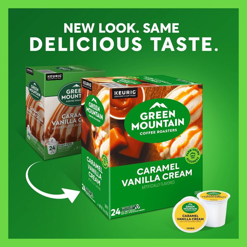 slide 2 of 19, Green Mountain Caramel Vanilla Cream Flavored Keurig K-Cup Light Roast Coffee Pods - 24ct, 24 ct