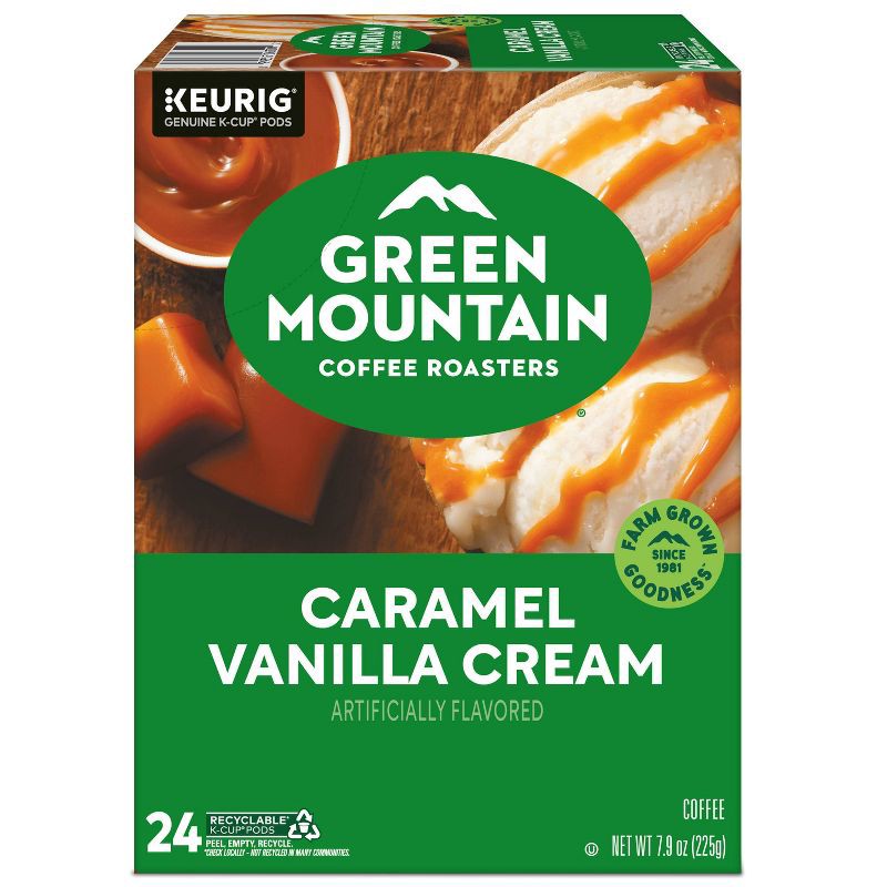 slide 15 of 19, Green Mountain Caramel Vanilla Cream Flavored Keurig K-Cup Light Roast Coffee Pods - 24ct, 24 ct