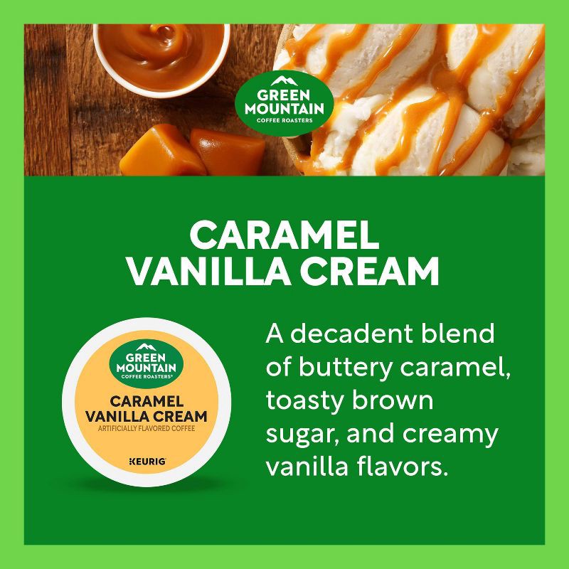 slide 7 of 19, Green Mountain Caramel Vanilla Cream Flavored Keurig K-Cup Light Roast Coffee Pods - 24ct, 24 ct