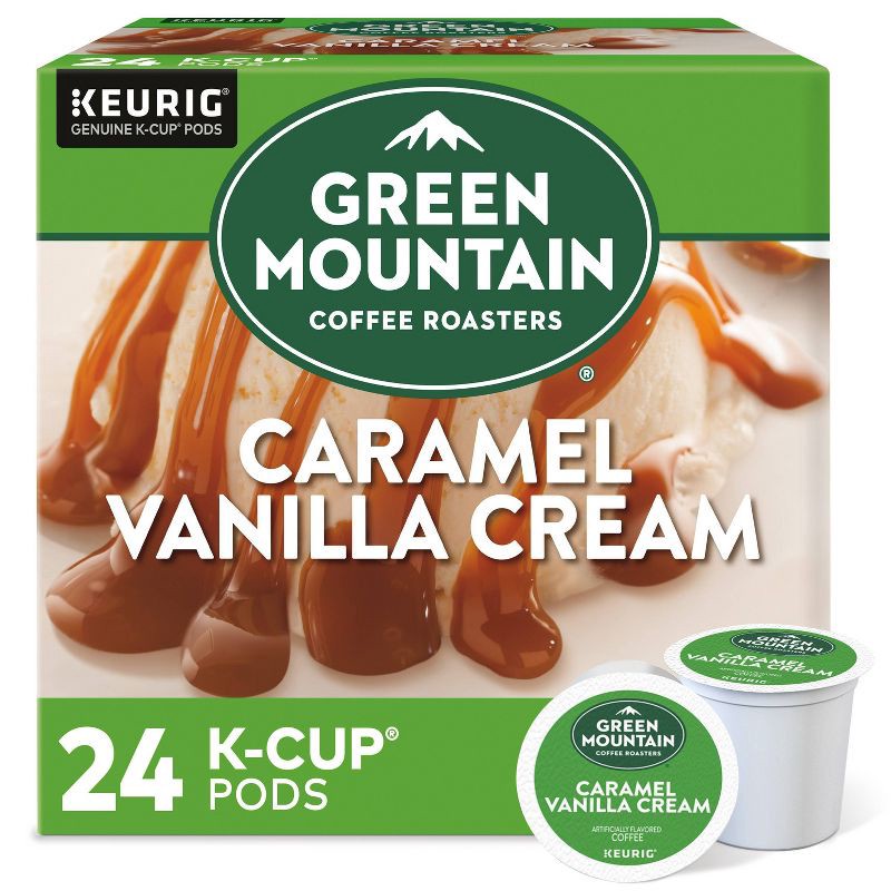 slide 1 of 9, 24ct Green Mountain Coffee Caramel Vanilla Cream Keurig K-Cup Coffee Pods Flavored Coffee Light Roast, 24 ct