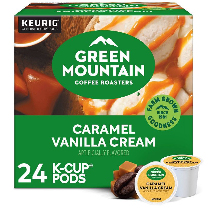 slide 1 of 19, Green Mountain Caramel Vanilla Cream Flavored Keurig K-Cup Light Roast Coffee Pods - 24ct, 24 ct