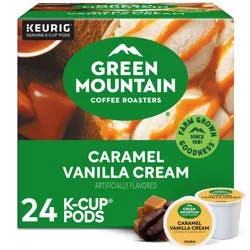 Green Mountain Caramel Vanilla Cream Flavored Keurig K-Cup Light Roast Coffee Pods - 24ct