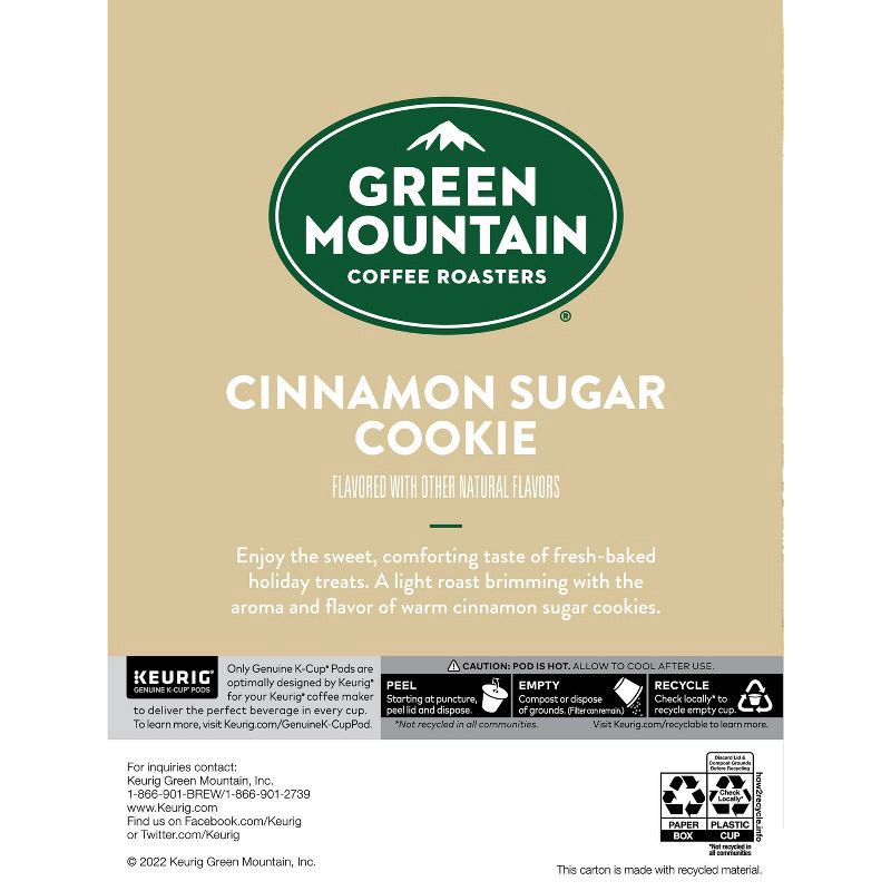 slide 11 of 12, 24ct Green Mountain Coffee Cinnamon Sugar Cookie Keurig K-Cup Coffee Pods Flavored Coffee Light Roast, 24 ct