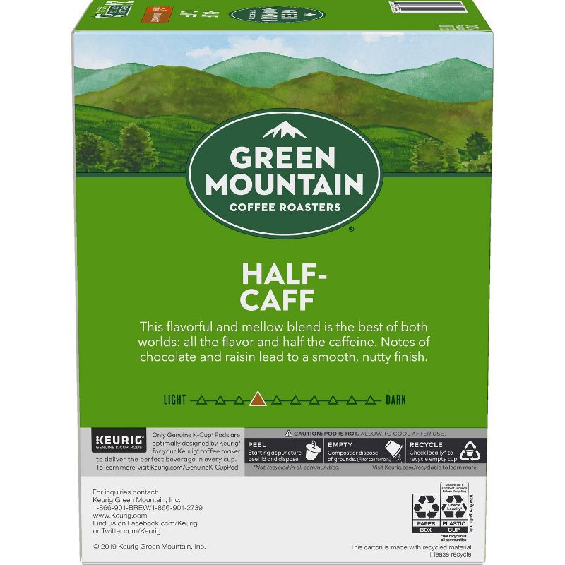 slide 10 of 10, Green Mountain Coffee Half-Caff Keurig K-Cup Coffee Pods - Medium Roast - 24ct, 24 ct