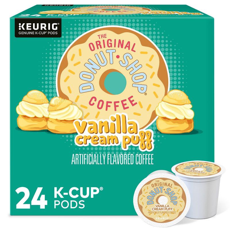 slide 1 of 9, 24ct The Original Donut Shop Vanilla Cream Puff Keurig K-Cup Coffee Pods Flavored Coffee Medium Roast, 24 ct