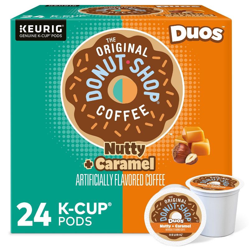 slide 1 of 9, The Original Donut Shop Duos Nutty + Caramel Keurig Single-Serve K-Cup Pods, Medium Roast Coffee - 24ct, 24 ct