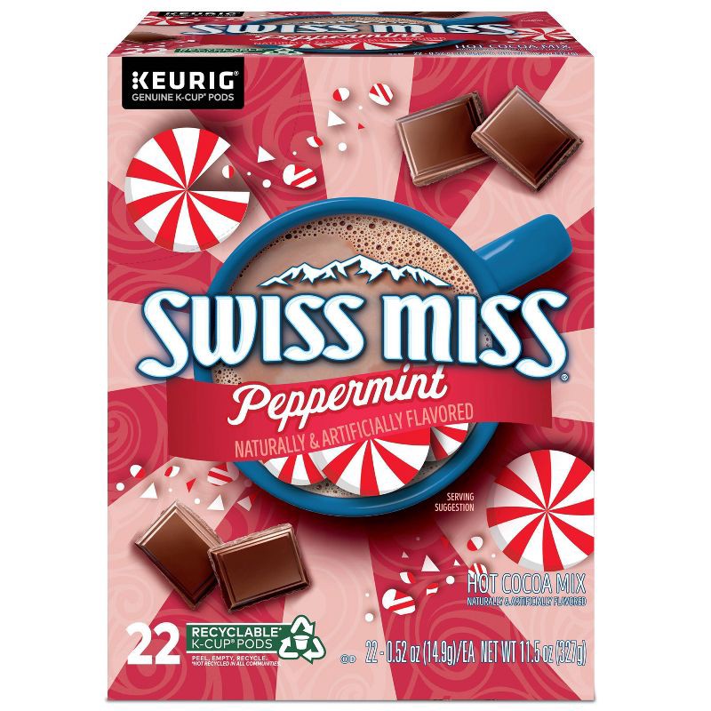 slide 2 of 8, Swiss Miss Peppermint Cocoa Keurig K-Cup Pods - Hot Cocoa - 22ct/11.4oz, 22 ct, 11.4 oz