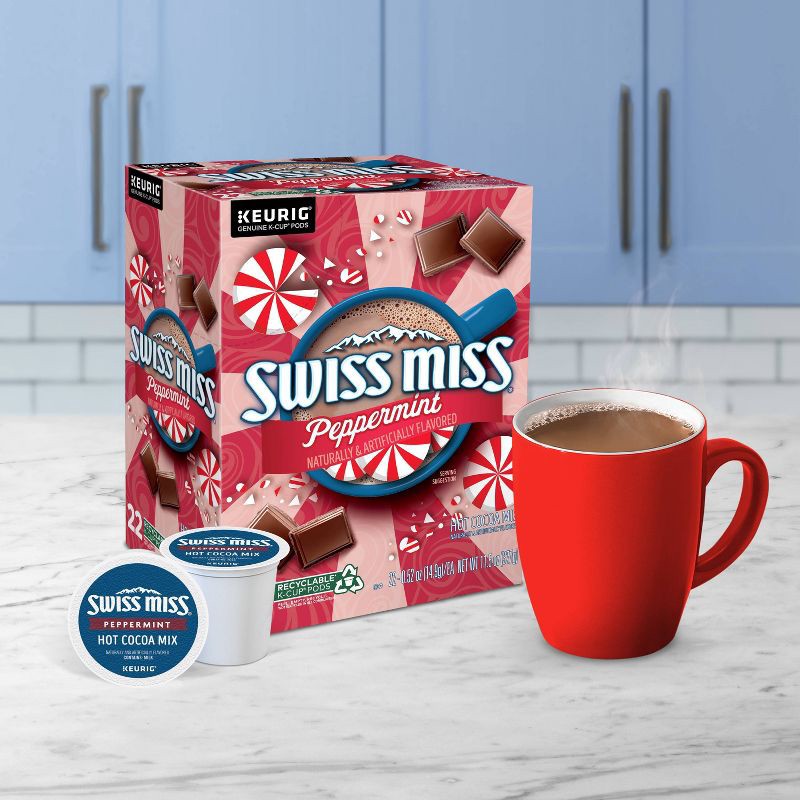 slide 4 of 8, Swiss Miss Peppermint Cocoa Keurig K-Cup Pods - Hot Cocoa - 22ct/11.4oz, 22 ct, 11.4 oz