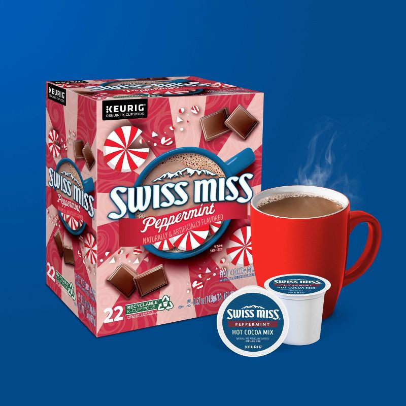 slide 5 of 8, Swiss Miss Peppermint Cocoa Keurig K-Cup Pods - Hot Cocoa - 22ct/11.4oz, 22 ct, 11.4 oz