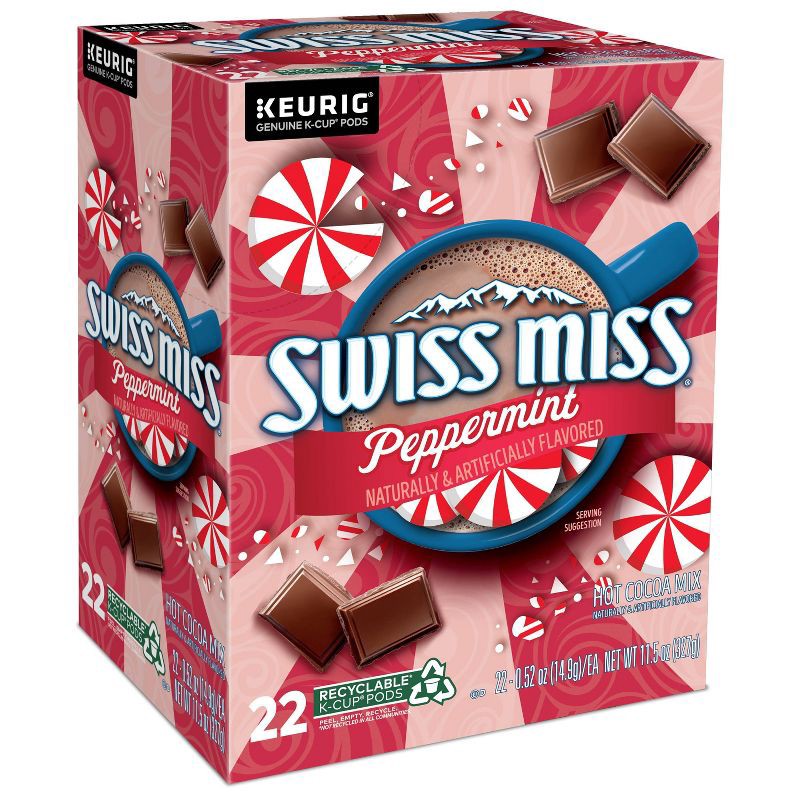 slide 6 of 8, Swiss Miss Peppermint Cocoa Keurig K-Cup Pods - Hot Cocoa - 22ct/11.4oz, 22 ct, 11.4 oz