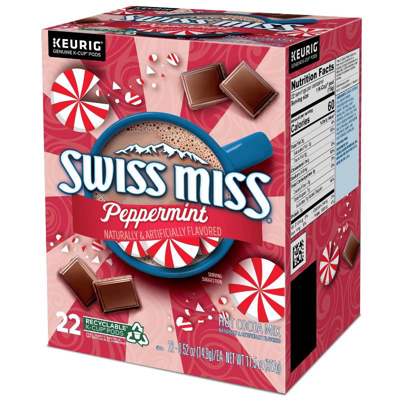 slide 7 of 8, Swiss Miss Peppermint Cocoa Keurig K-Cup Pods - Hot Cocoa - 22ct/11.4oz, 22 ct, 11.4 oz