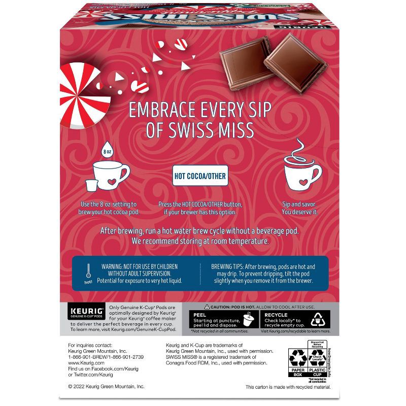 slide 8 of 8, Swiss Miss Peppermint Cocoa Keurig K-Cup Pods - Hot Cocoa - 22ct/11.4oz, 22 ct, 11.4 oz