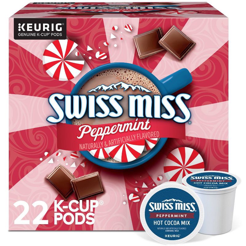 slide 1 of 8, Swiss Miss Peppermint Cocoa Keurig K-Cup Pods - Hot Cocoa - 22ct/11.4oz, 22 ct, 11.4 oz