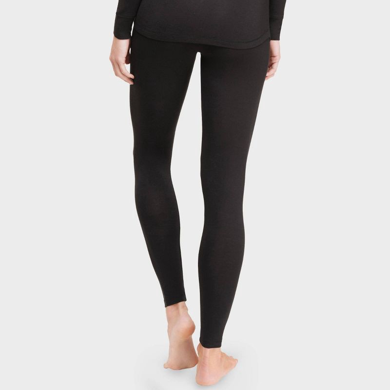 slide 2 of 6, Warm Essentials by Cuddl Duds Women's Smooth Stretch Thermal Leggings - Black L, 1 ct