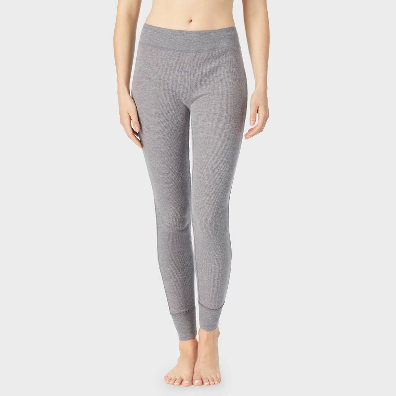 slide 5 of 9, Warm Essentials by Cuddl Duds Women's Waffle Thermal Leggings - Graphite Heather S, 1 ct