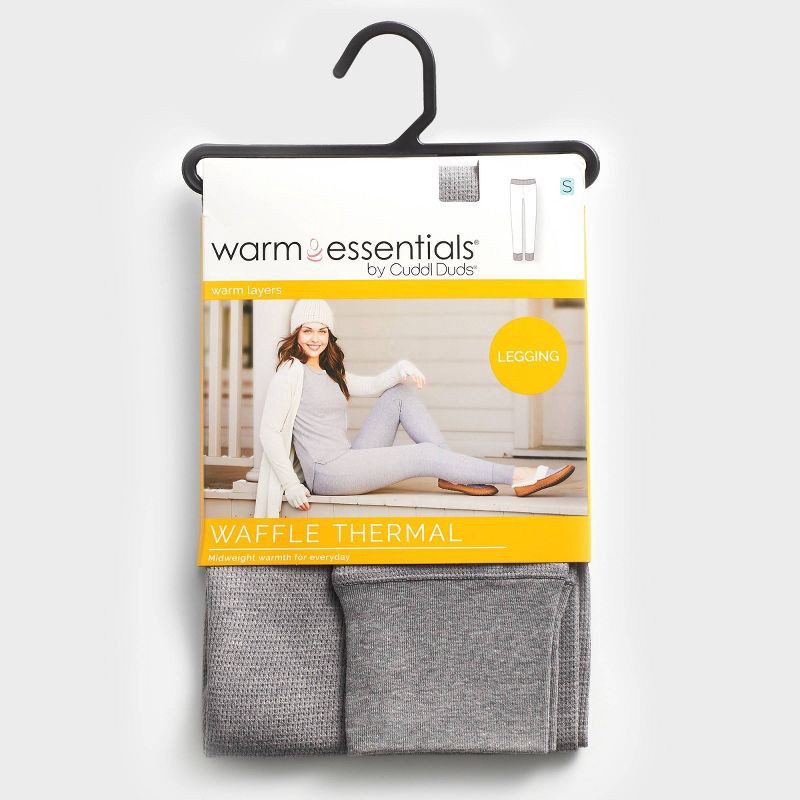 slide 4 of 9, Warm Essentials by Cuddl Duds Women's Waffle Thermal Leggings - Graphite Heather S, 1 ct