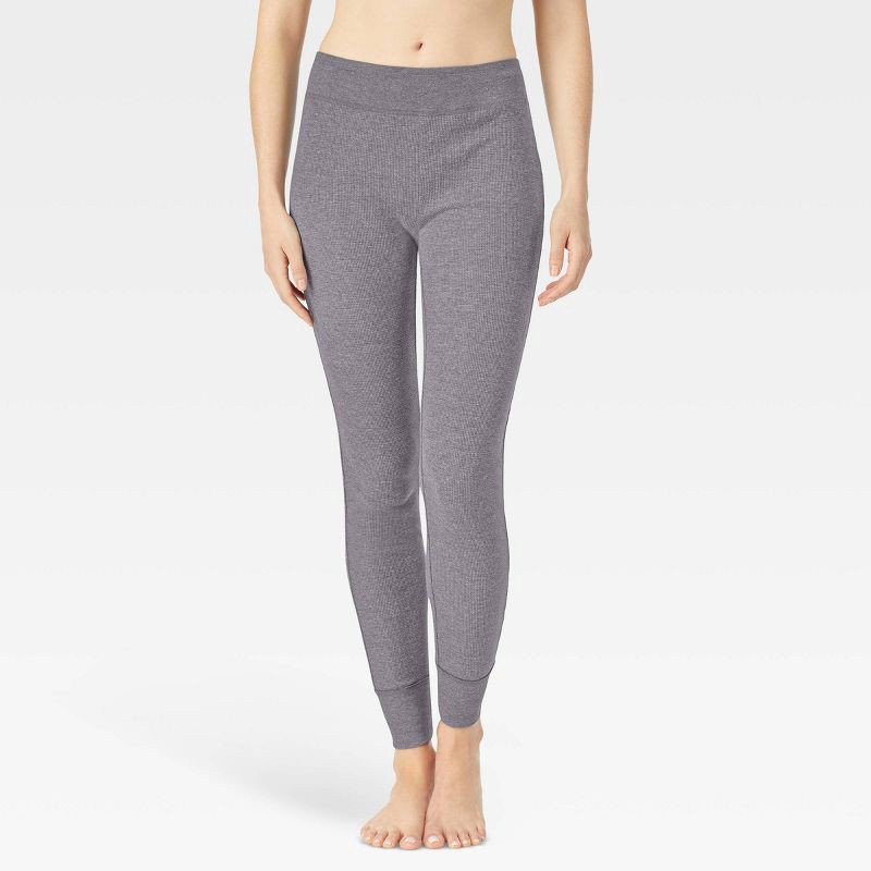 slide 1 of 9, Warm Essentials by Cuddl Duds Women's Waffle Thermal Leggings - Graphite Heather S, 1 ct