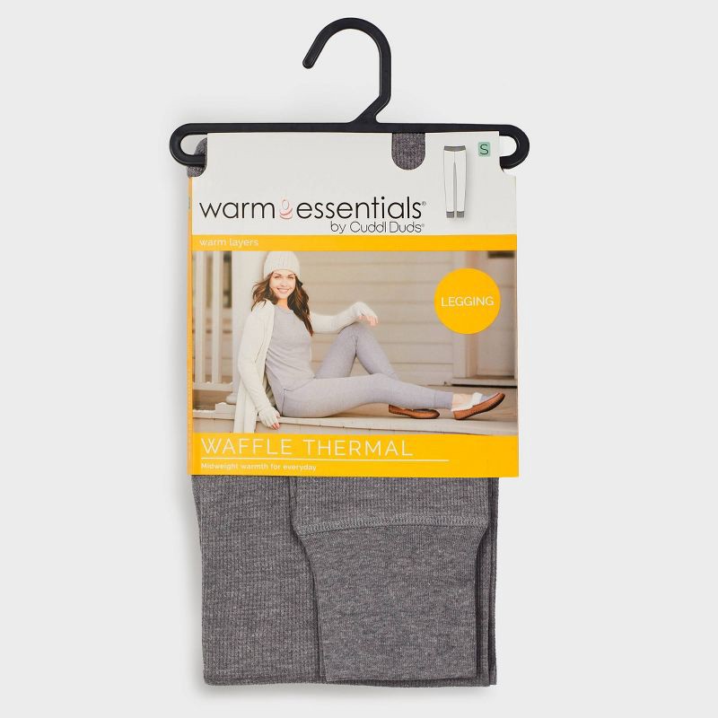 slide 9 of 9, Warm Essentials by Cuddl Duds Women's Waffle Thermal Leggings - Graphite Heather L, 1 ct