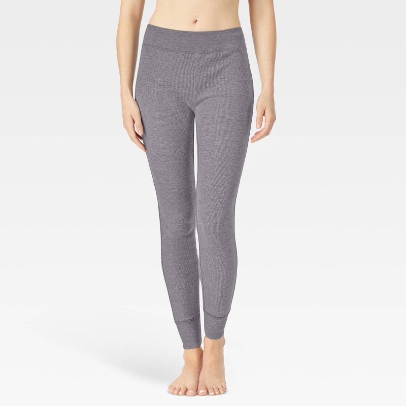 Warm Essentials by Cuddl Duds Women's Waffle Thermal Leggings - Graphite  Heather L 1 ct