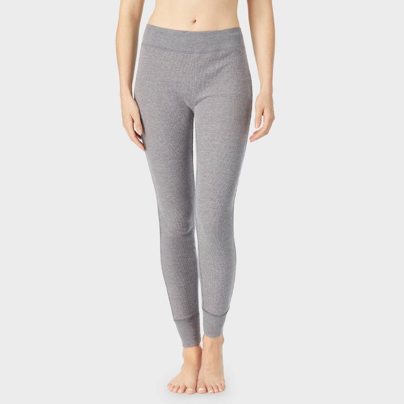 slide 4 of 9, Warm Essentials by Cuddl Duds Women's Waffle Thermal Leggings - Graphite Heather XXL, 1 ct