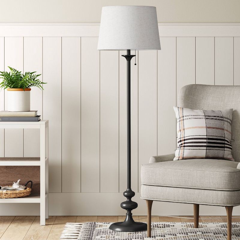 slide 1 of 4, 62.5"x16" Londonberry Stick Floor Lamp Black - Threshold™: Pull Chain, ETL Listed, Metal Base, 1 ct