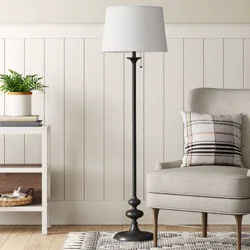 62.5"x16" Londonberry Stick Floor Lamp Black - Threshold™: Pull Chain, ETL Listed, Metal Base